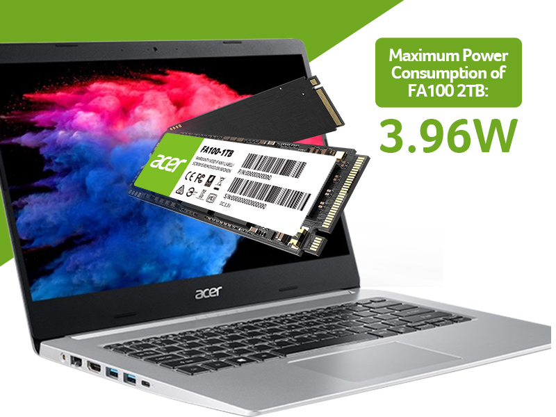 SSD Acer FA100 NVMe PCIe 2TB Max power consumption 3.96w