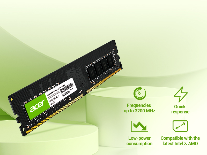 Acer UD100 Desktop DRAM has wide range of frequency from 2400 up to 3200 MHz