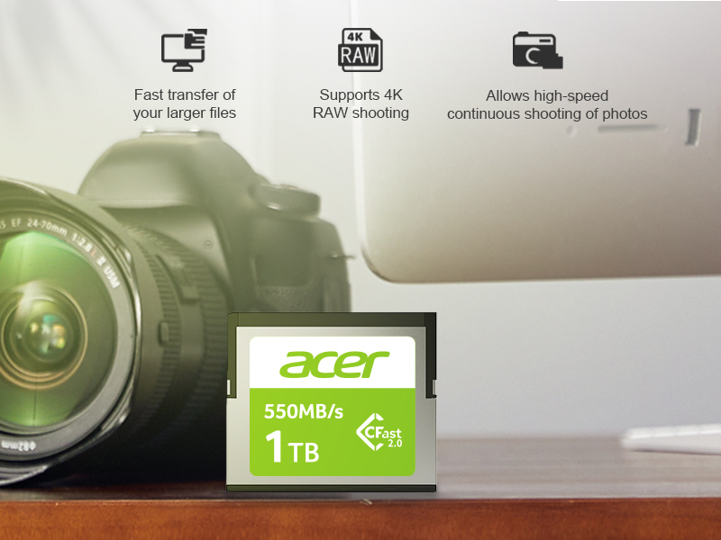 Acer CF100 ultra-fast (up to 550 MB/s read speed) memory card for photographers