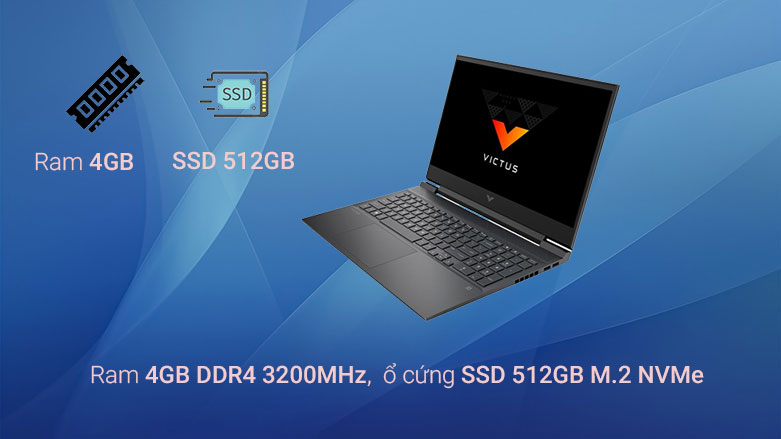 Laptop HP Victus 16-d0294TX 5Z9R5PA | Ram 4G 3200MHz
