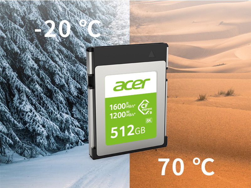 Pro CFexpress card CFE100 works faultlessly in operating temperatures from -20 ℃ ~ 70 ℃