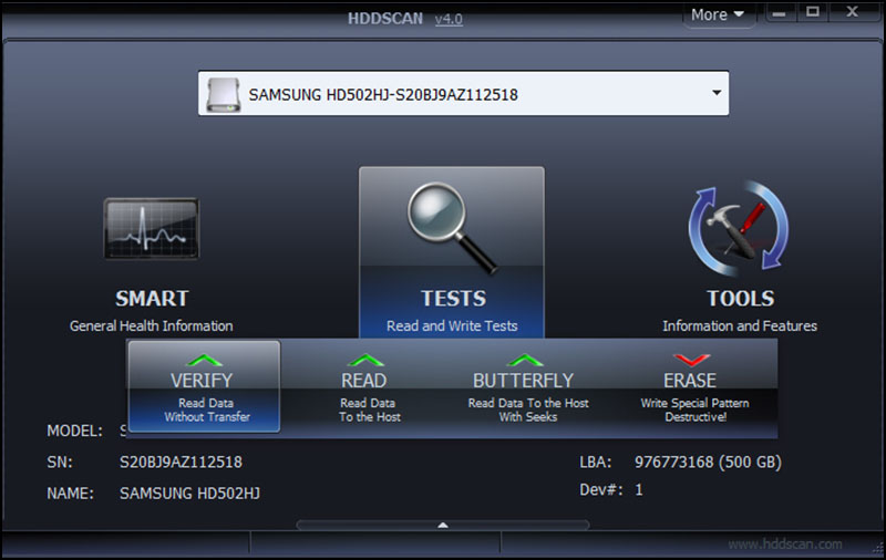 Sử dụng phần mềm HDDScan