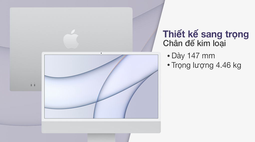 iMac 24 inch 2021 4.5K M1 7GPU (MGTF3SA/A) Silver - Thiết kế